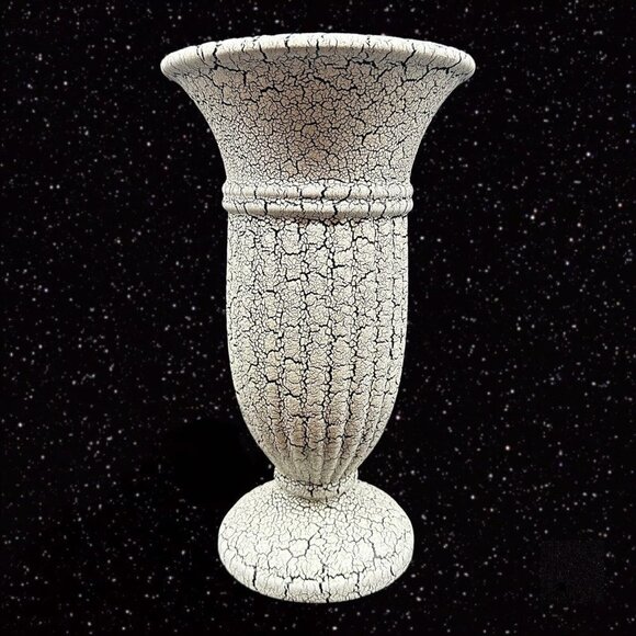 VTG Haeger Large Vase Black White Speckled MCM Art Pottery Stamped Textured 12”T